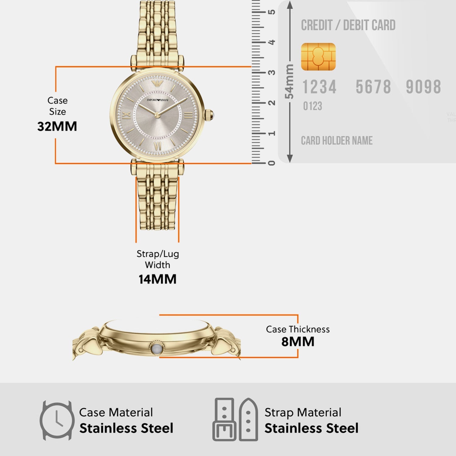 Women Quartz Grey Dial Analog Stainless Steel Watch AR11766