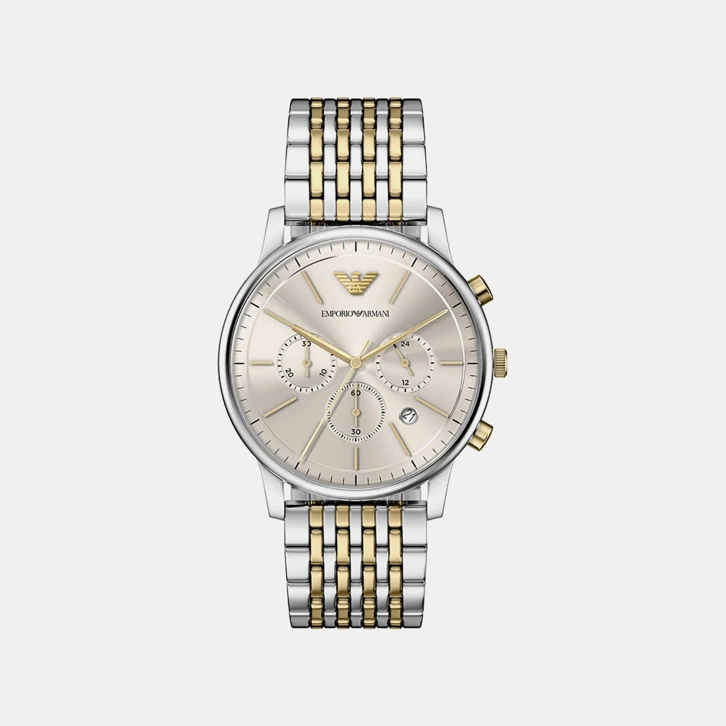 Men Quartz Cream Dial Chronograph Stainless Steel Watch AR11773