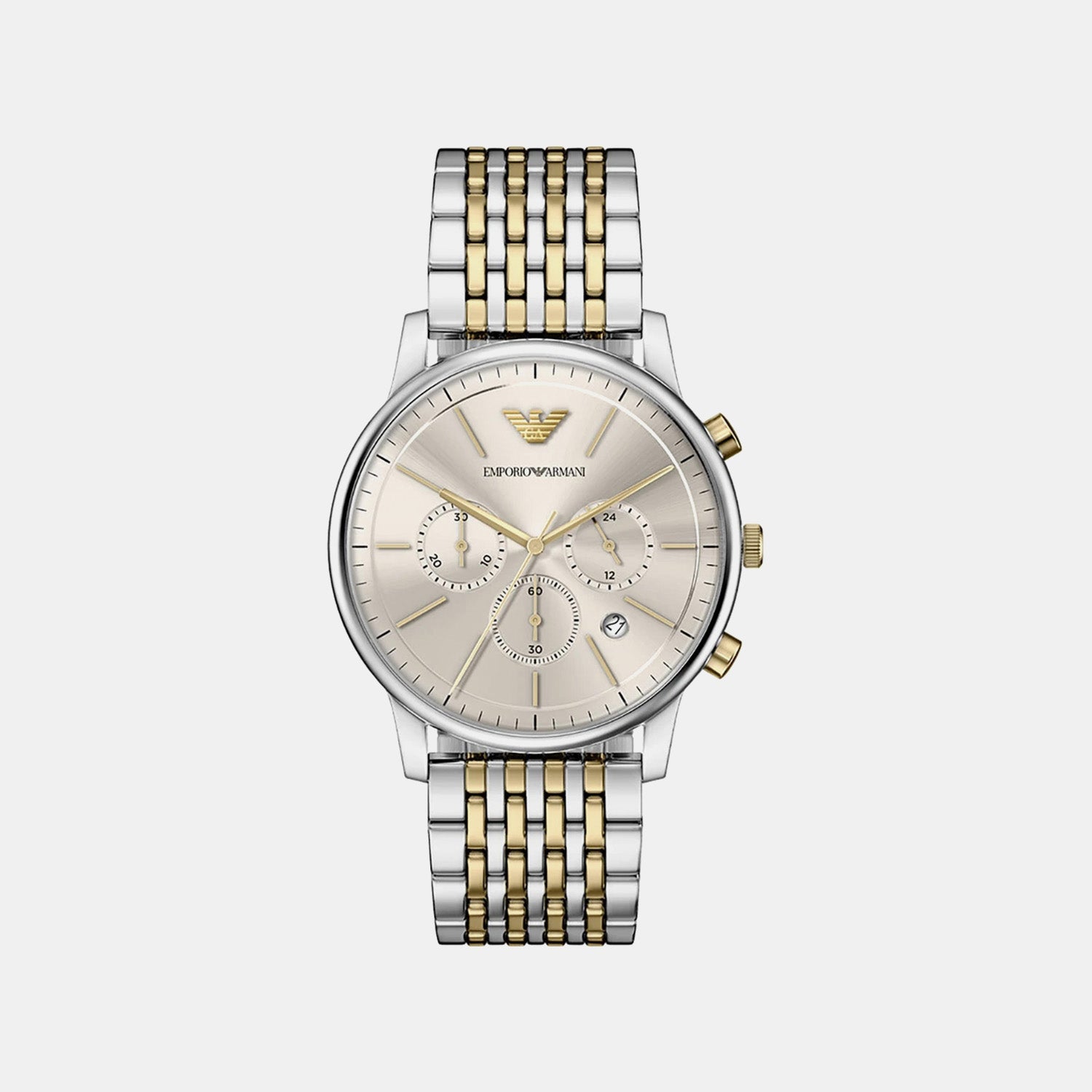Men Quartz Cream Dial Chronograph Stainless Steel Watch AR11773