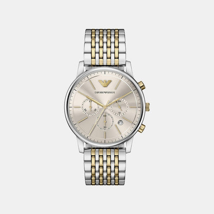 Men Quartz Cream Dial Chronograph Stainless Steel Watch AR11773