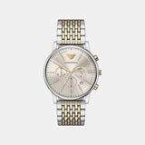 Men Quartz Cream Dial Chronograph Stainless Steel Watch AR11773