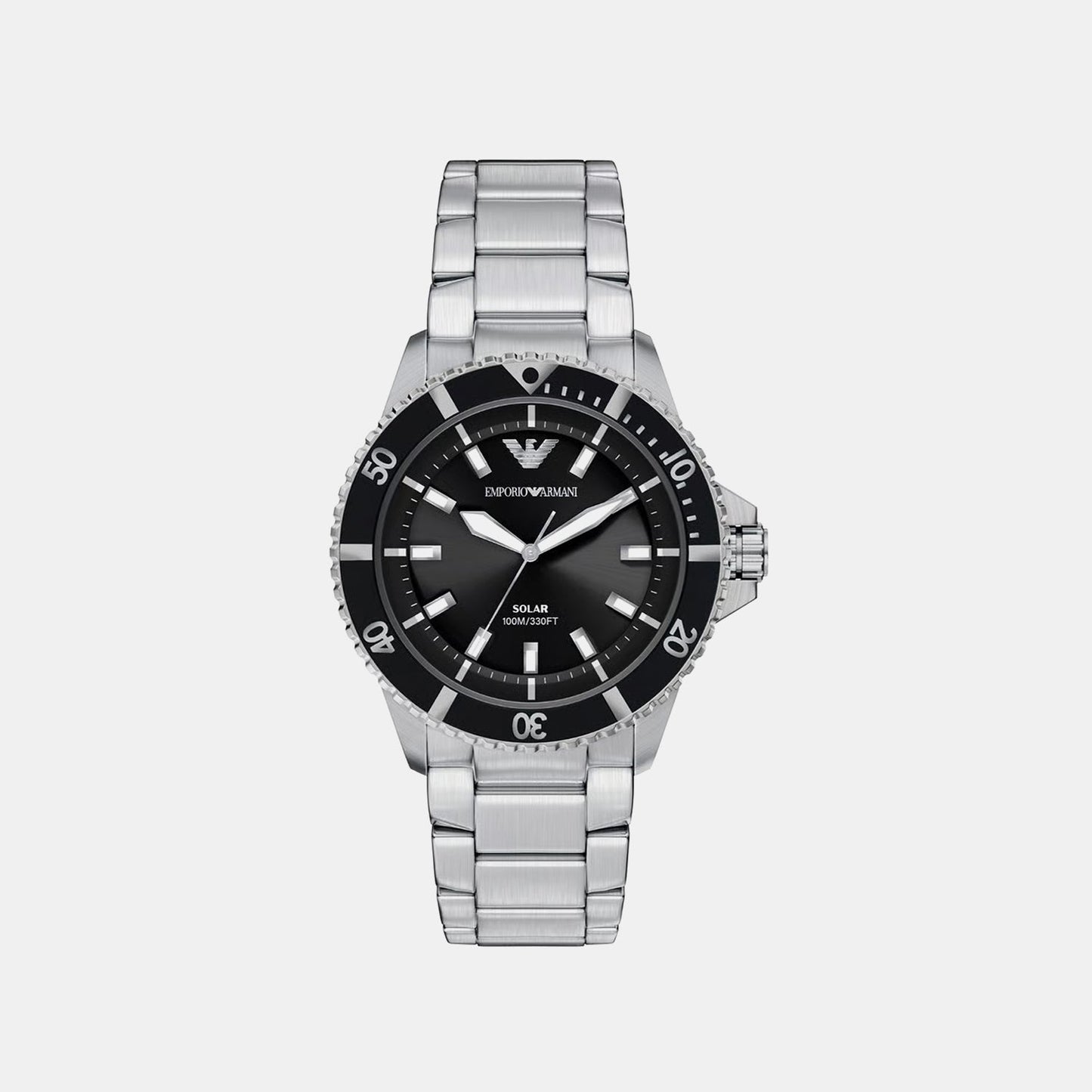 Men Solar Black Dial Analog Stainless Steel Watch AR11787