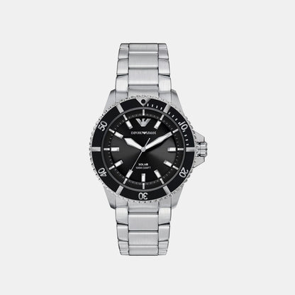 Men Solar Black Dial Analog Stainless Steel Watch AR11787