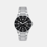 Men Solar Black Dial Analog Stainless Steel Watch AR11787