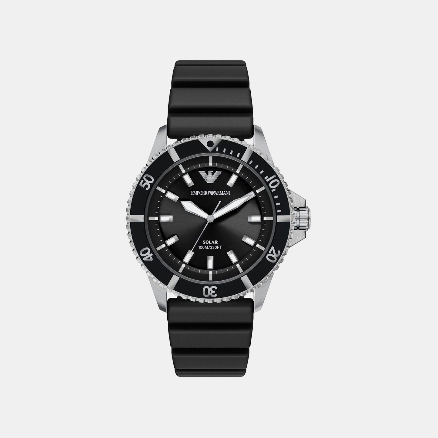 Men Solar Black Dial Analog Silicone Watch AR11788