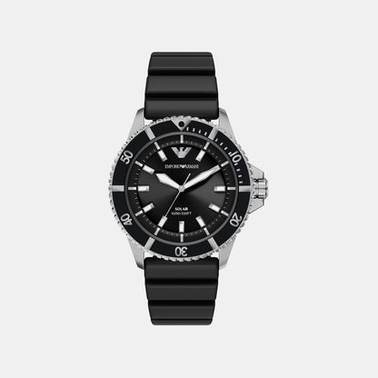 Men Solar Black Dial Analog Silicone Watch AR11788