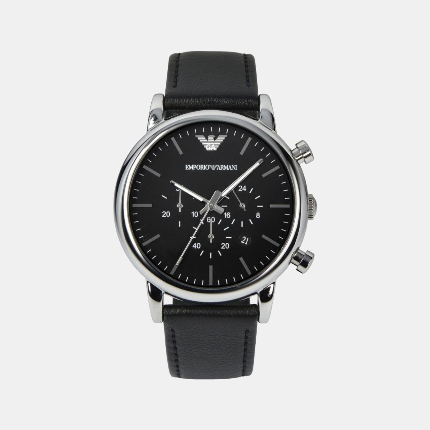 Luigi Men Quartz Black Dial Chronograph Leather Watch AR1828