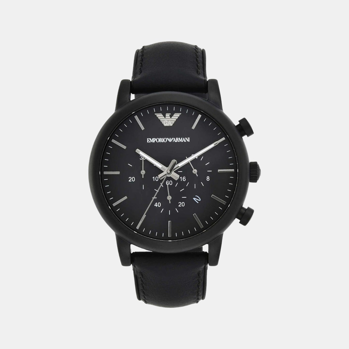 Luigi Men Quartz Black Dial Chronograph Leather Watch AR1970