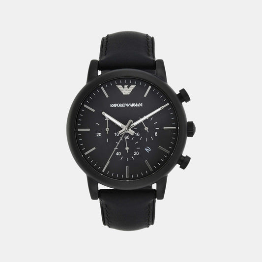 Luigi Men Quartz Black Dial Chronograph Leather Watch AR1970