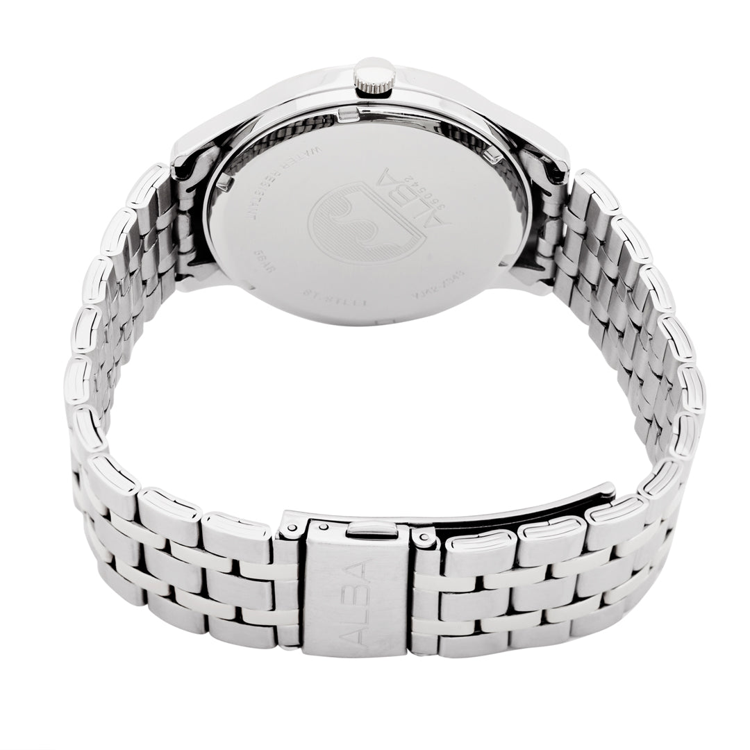 AS9R35X1 White Marble Dial with Silver Metal Straps