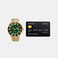 Men Quartz Green Dial Analog Stainless Steel Watch AS9S74X1