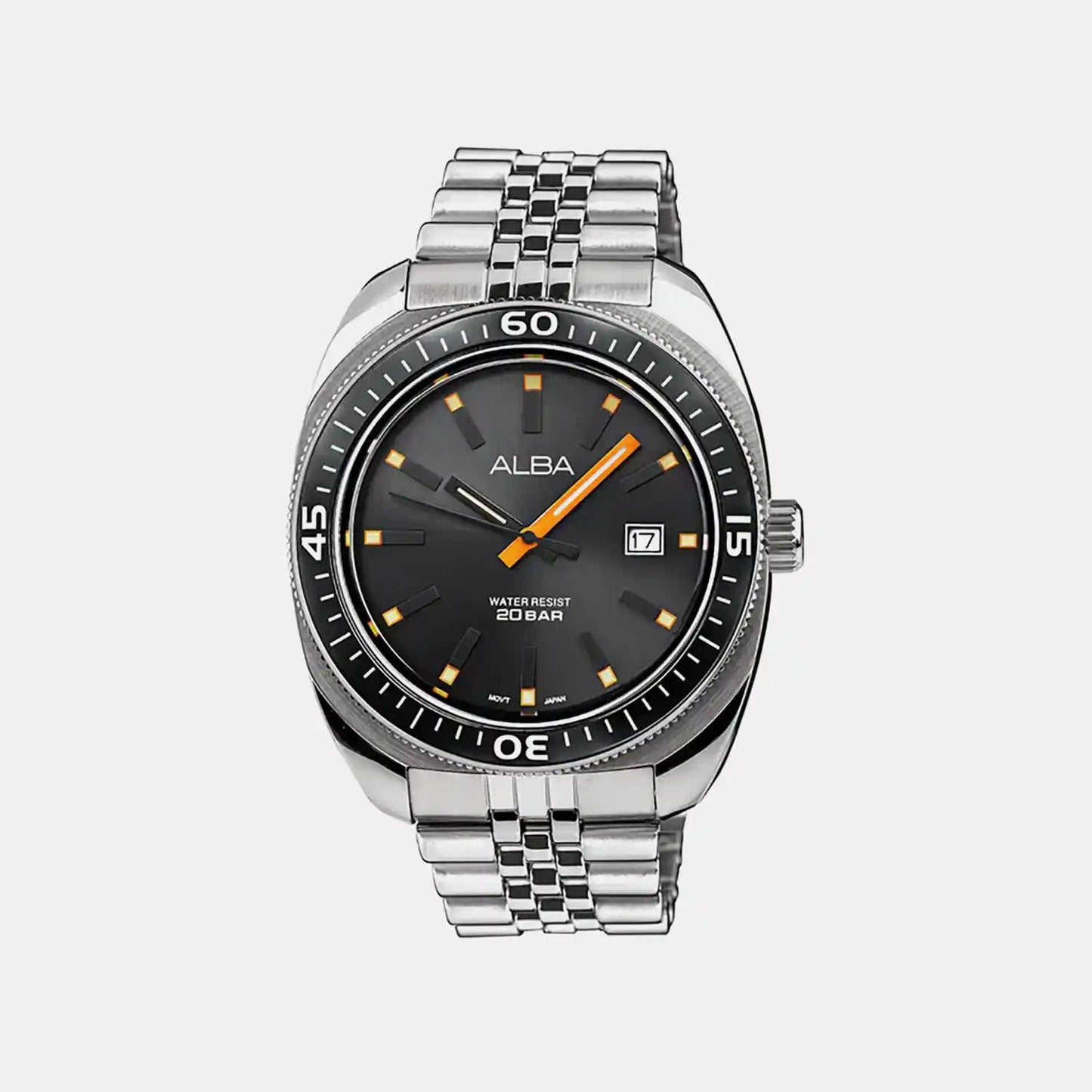 Men Quartz Grey Dial Analog Stainless Steel Watch AS9T87X1