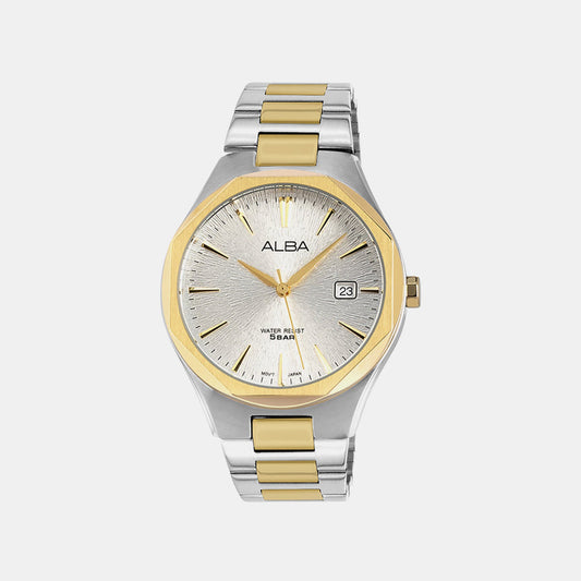 Men Quartz Silver Dial Analog Stainless Steel Watch AS9U52X1