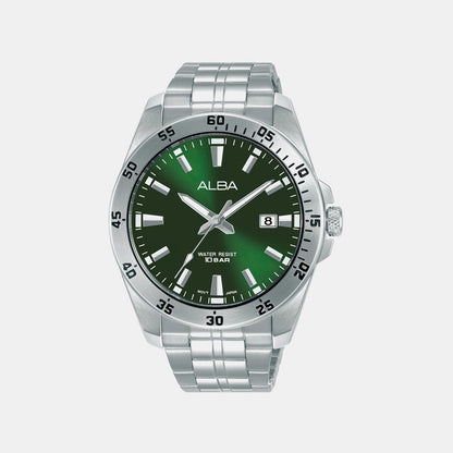 Active Men Quartz Green Dial Analog Stainless Steel Watch AS9V43X1