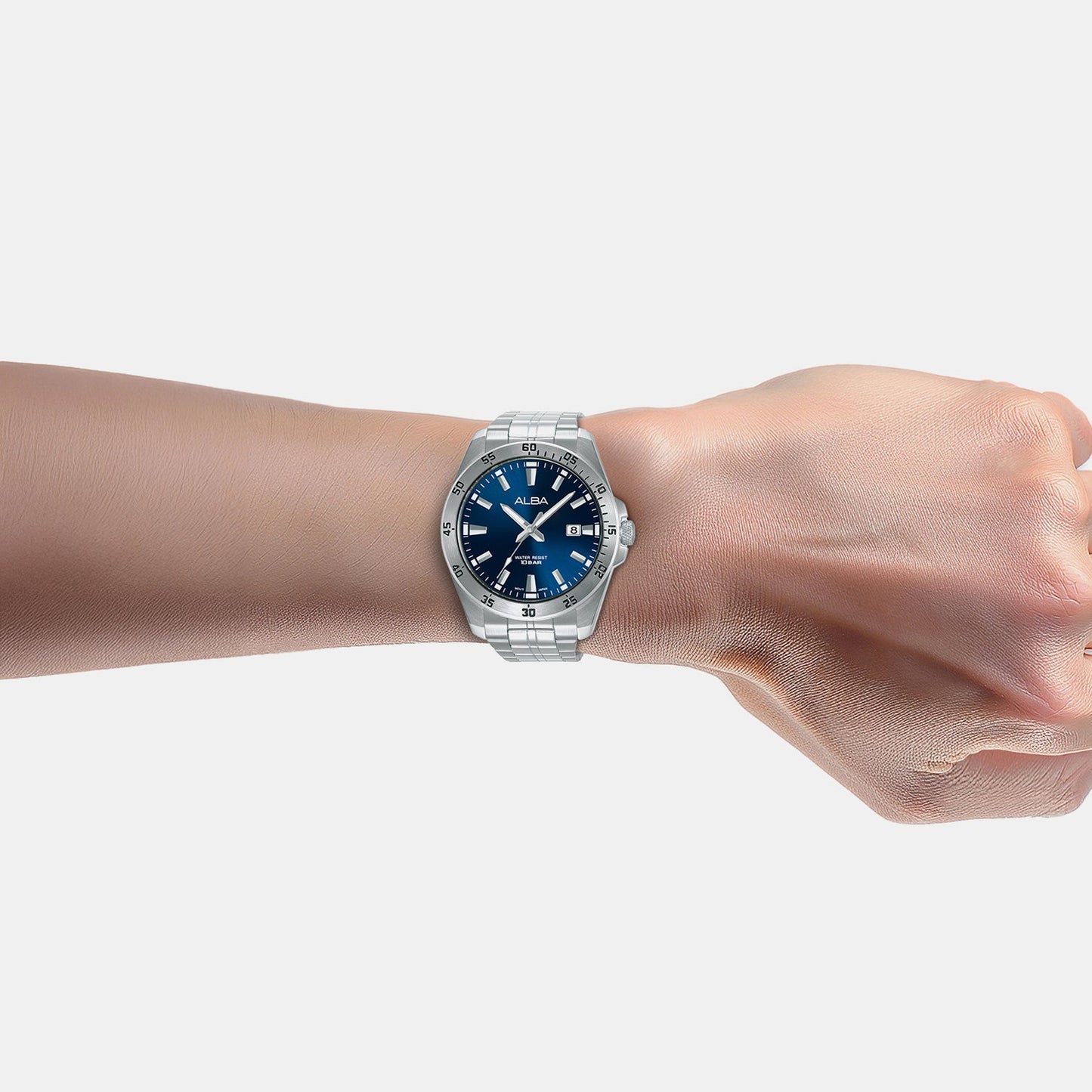 Active Men Quartz Blue Dial Analog Stainless Steel Watch AS9V45X1