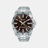 Men Quartz Brown Dial Analog Stainless Steel Watch AS9V49X1