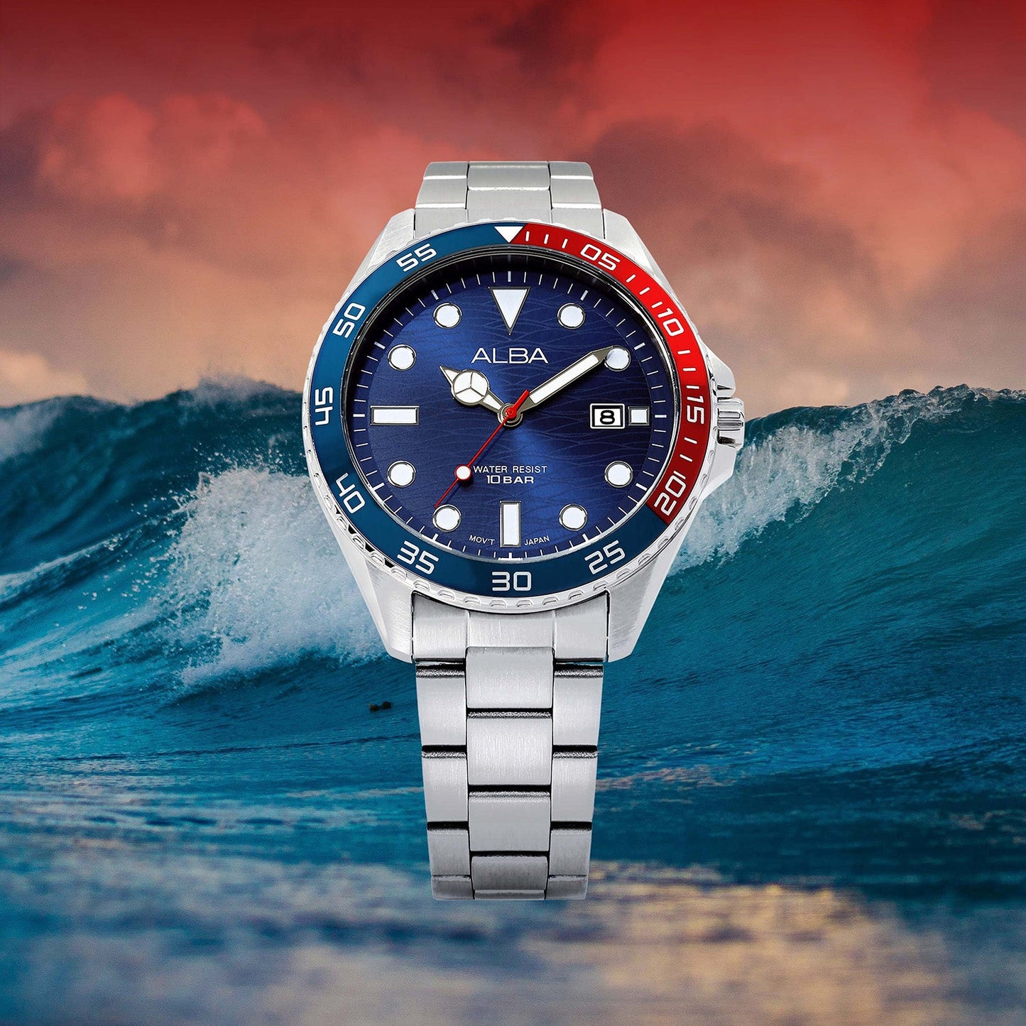 Active Men Quartz Blue Dial Analog Stainless Steel Watch AS9V53X1