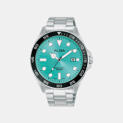 Active Men Quartz Blue Dial Analog Stainless Steel Watch AS9V61X1
