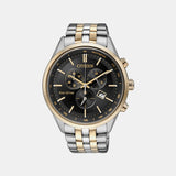 Eco-Drive Men Quartz Black Dial Chronograph Stainless Steel Watch AT2144-54E