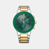 Axiom Men Quartz Green Dial Chronograph Stainless Steel Watch AT2244-84X