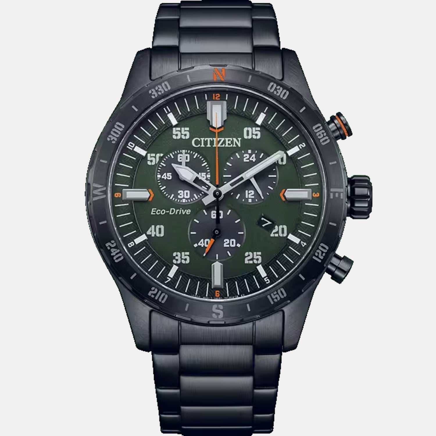 Women Quartz Green Dial Chronograph Stainless Steel Watch AT2527-80X