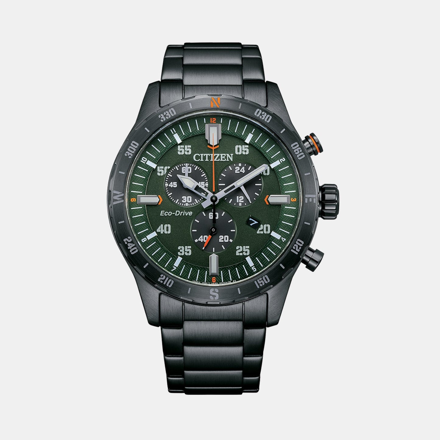 Women Quartz Green Dial Chronograph Stainless Steel Watch AT2527-80X