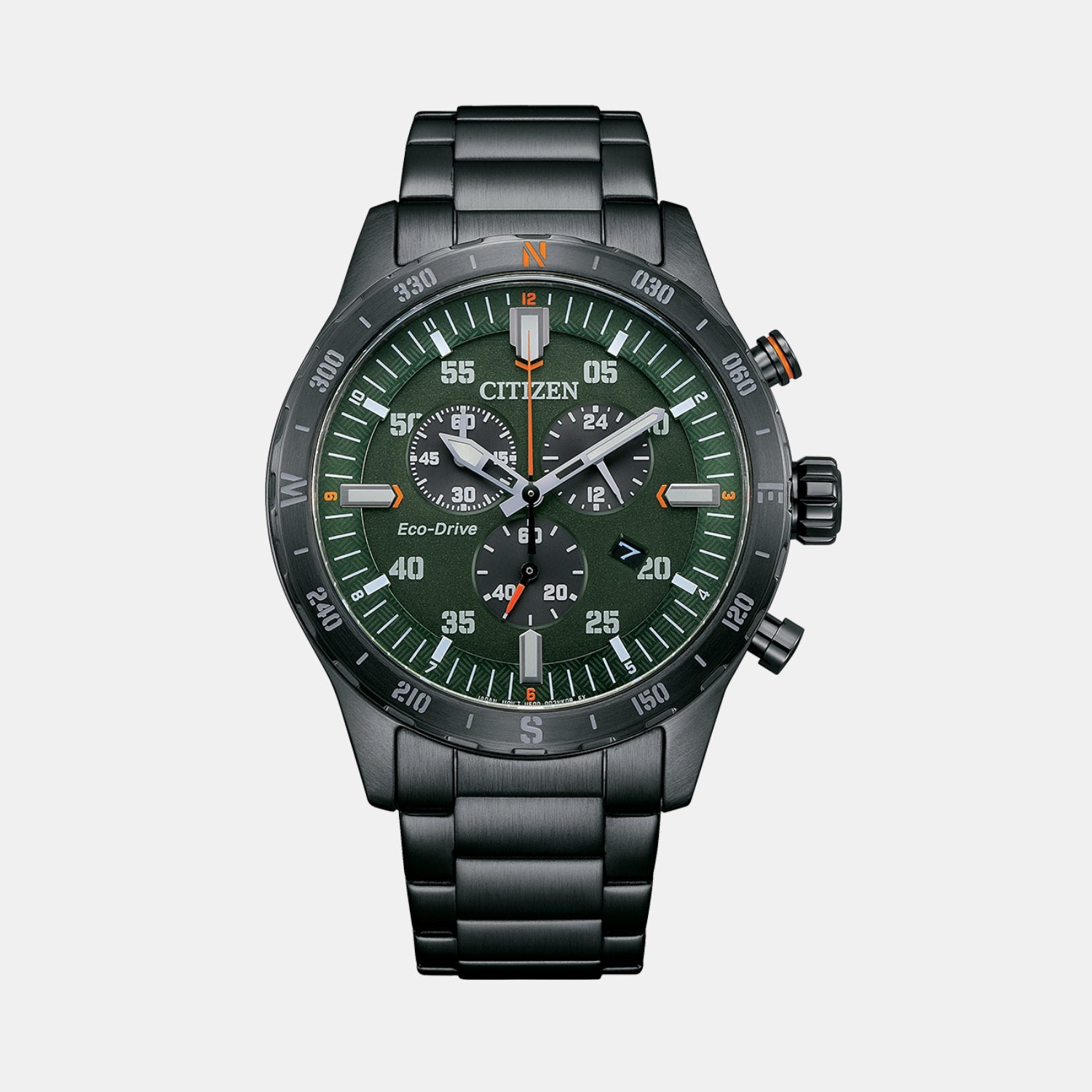 Women Quartz Green Dial Chronograph Stainless Steel Watch AT2527-80X