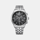 Men Quartz Black Dial Analog Stainless Steel Watch AT2570-56E