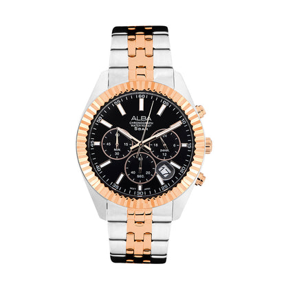 AT3H12X1 Black-Gold Dial Chronograph Watch