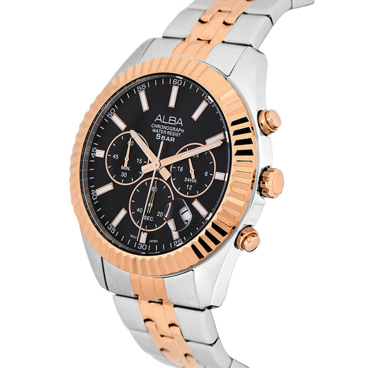 AT3H12X1 Black-Gold Dial Chronograph Watch