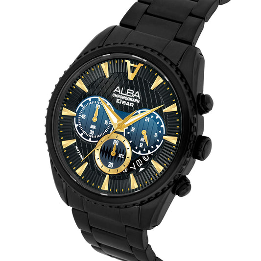 Alba AT3J09X1 Black Textured Dial Chronograph