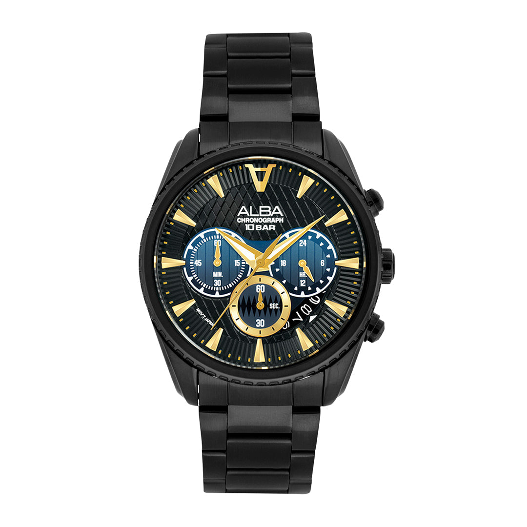 Alba AT3J09X1 Black Textured Dial Chronograph