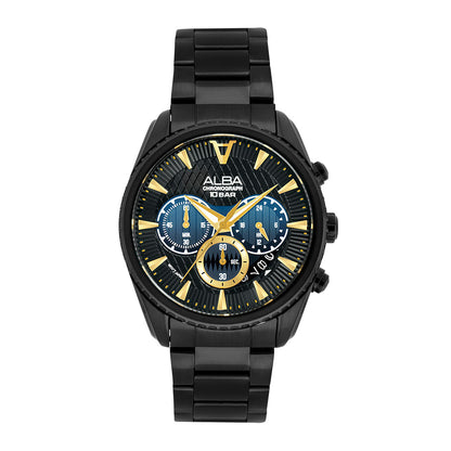 Alba AT3J09X1 Black Textured Dial Chronograph