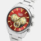 Signa Men Quartz Maroon Dial Analog Stainless Steel Watch AT3J11X1