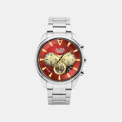Signa Men Quartz Maroon Dial Analog Stainless Steel Watch AT3J11X1