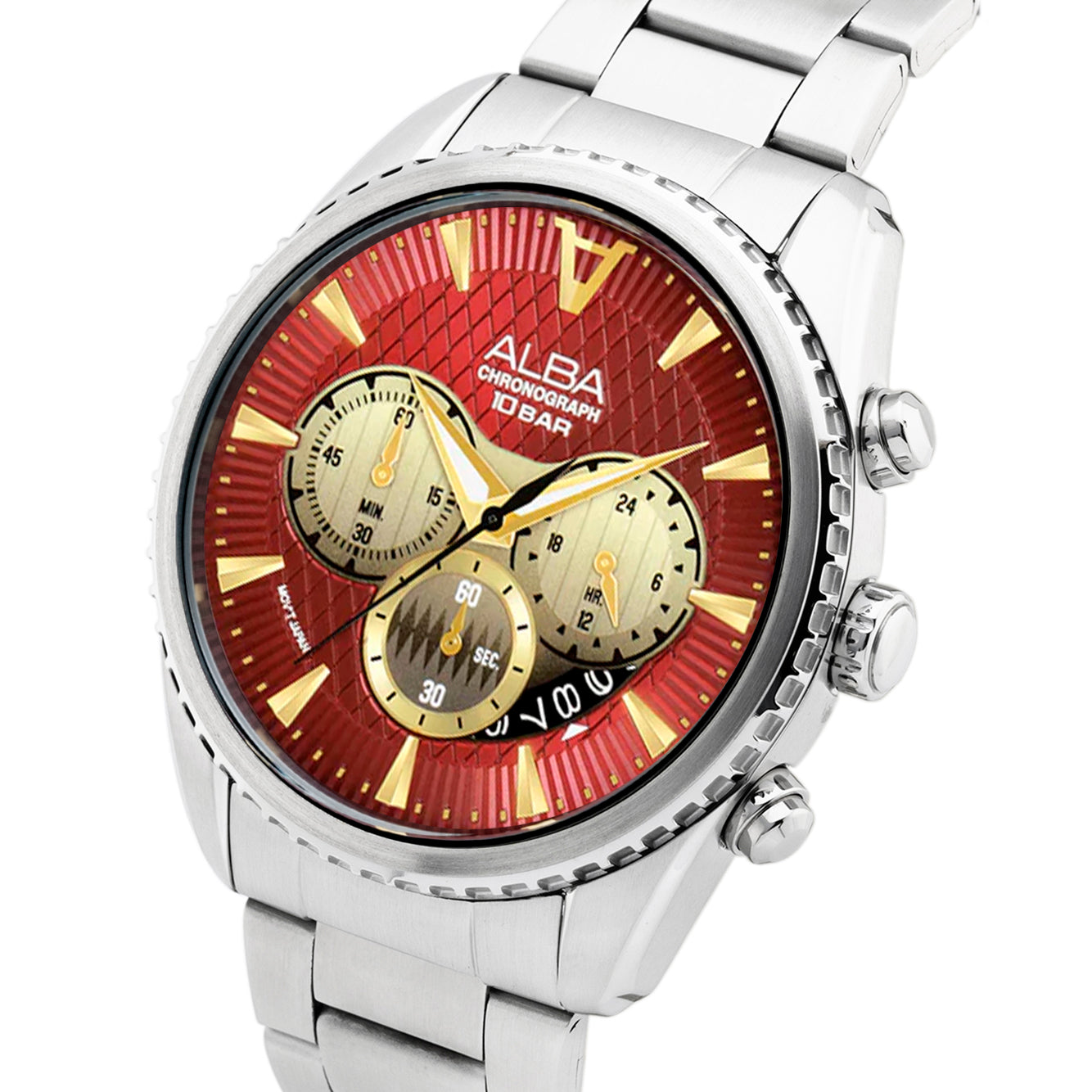 AT3J11X1 Red Textured Dial Chronograph Watch