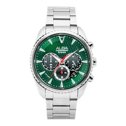 AT3J13X1 Green Textured Dial Chronograph Watch
