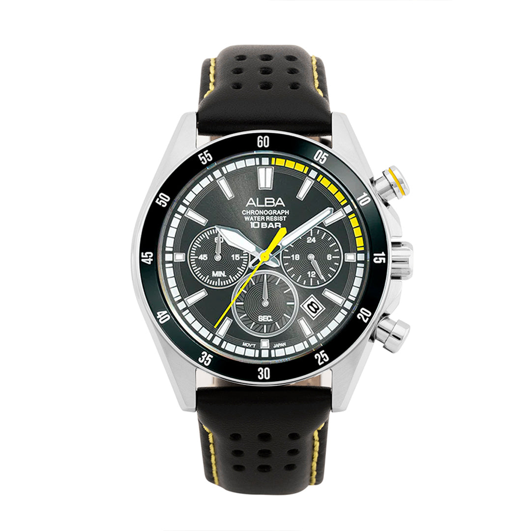 AT3J33X1 Midnight Black Dial with Leather Strap Chronograph