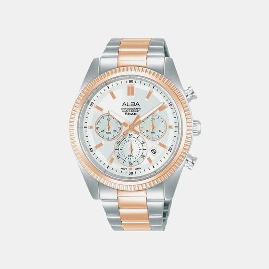 Men Quartz Silver Dial Analog Stainless Steel Watch AT3K14X1