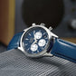 Men Quartz Blue Dial Chronograph Leather Watch AT3K57X1