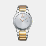 Axiom Men Quartz Silver Dial Analog Stainless Steel Watch AU1064-85A