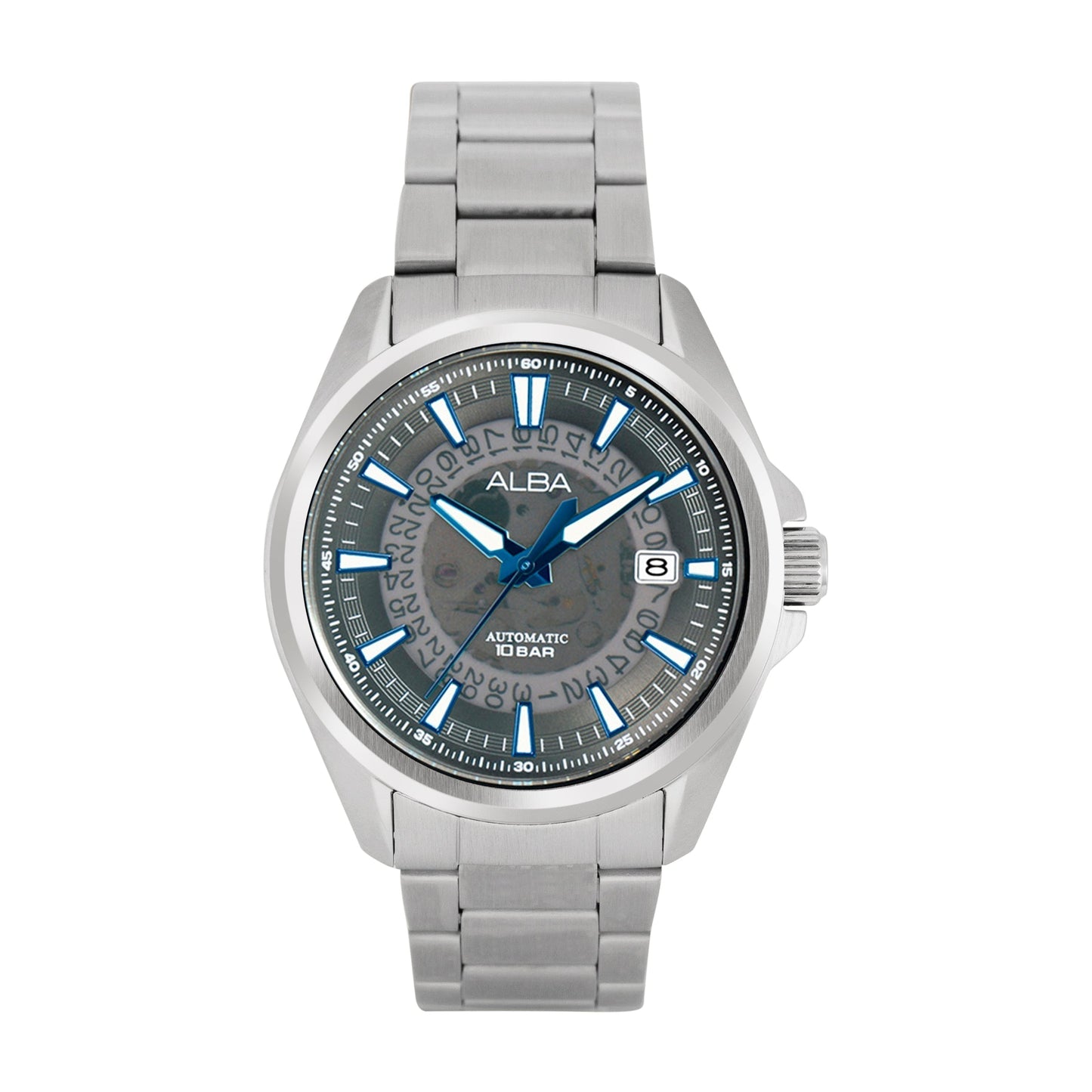 AU4033X1 Black Skeleton Dial Watch with Blue Hands