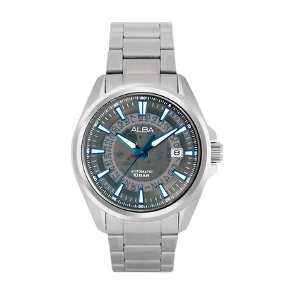 AU4033X1 Black Skeleton Dial Watch with Blue Hands