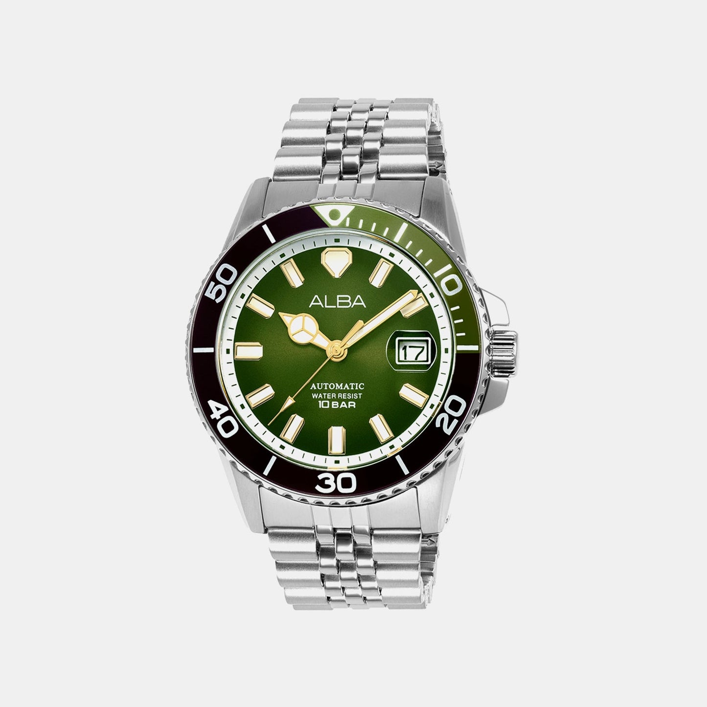 Men Automatic Green Dial Chronograph Stainless Steel Watch AU4047X1
