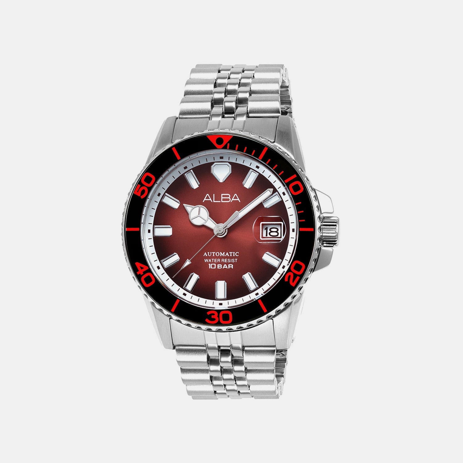 Men Automatic Burgundy Dial Analog Stainless Steel Watch AU4055X1