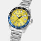 Men Automatic Yellow Dial Analog Stainless Steel Watch AU4075X1