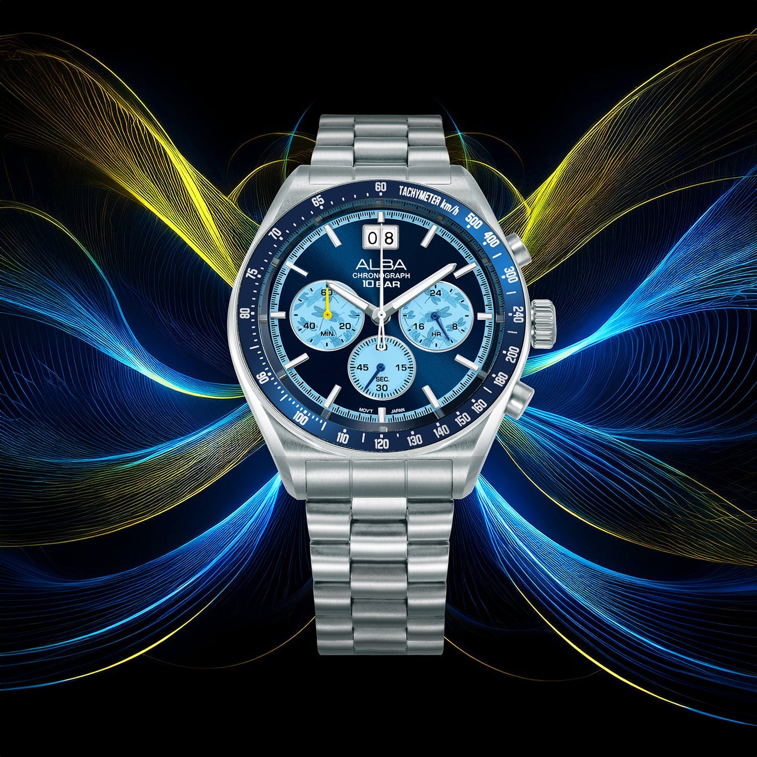 Men Quartz Blue Dial Chronograph Stainless Steel Watch AU5023X2