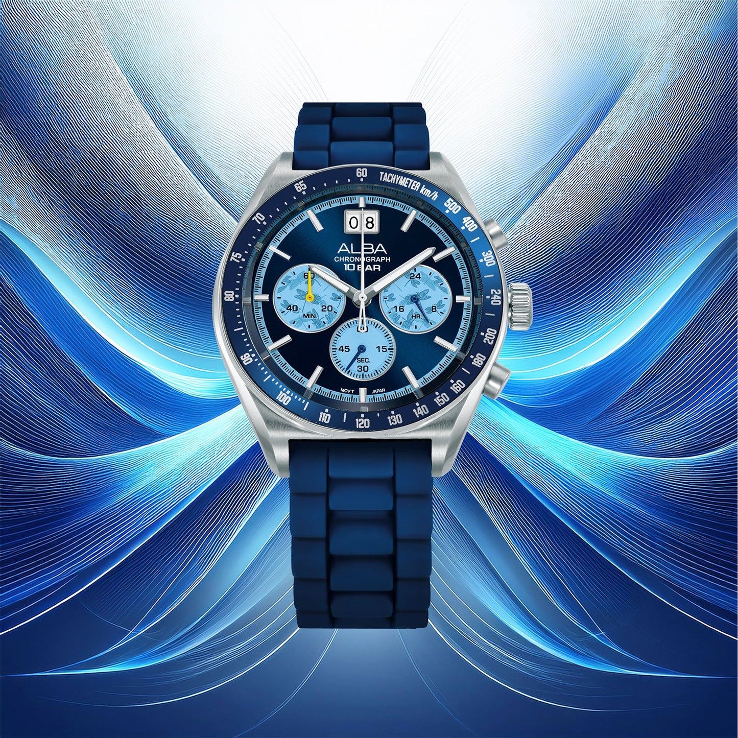 Men Quartz Blue Dial Chronograph Stainless Steel Watch AU5023X2