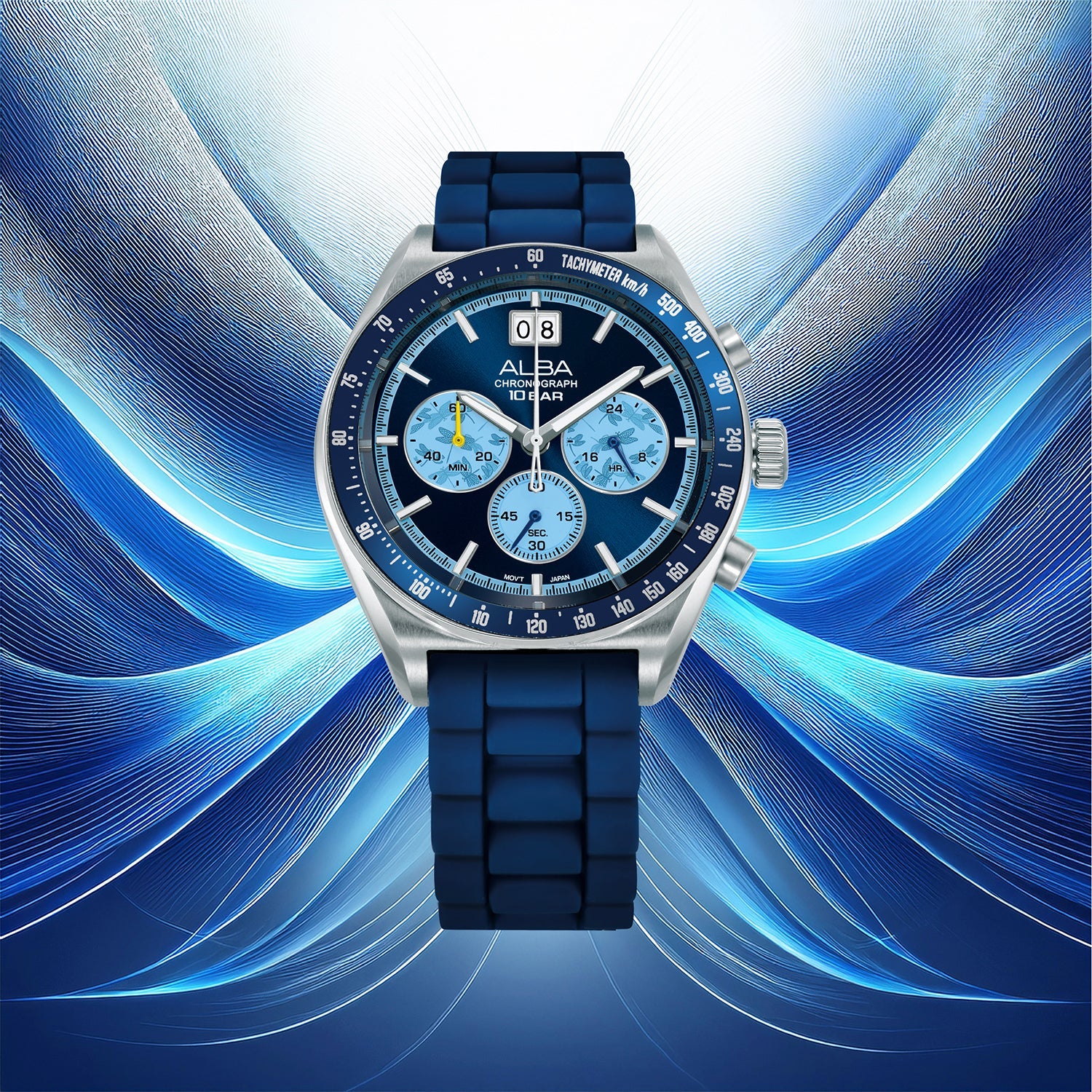 Men Quartz Blue Dial Chronograph Stainless Steel Watch AU5023X2