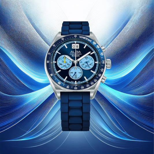 Men Quartz Blue Dial Chronograph Stainless Steel Watch AU5023X2